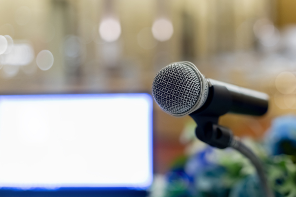 microphone in event meeting conference. presentation public, stu
