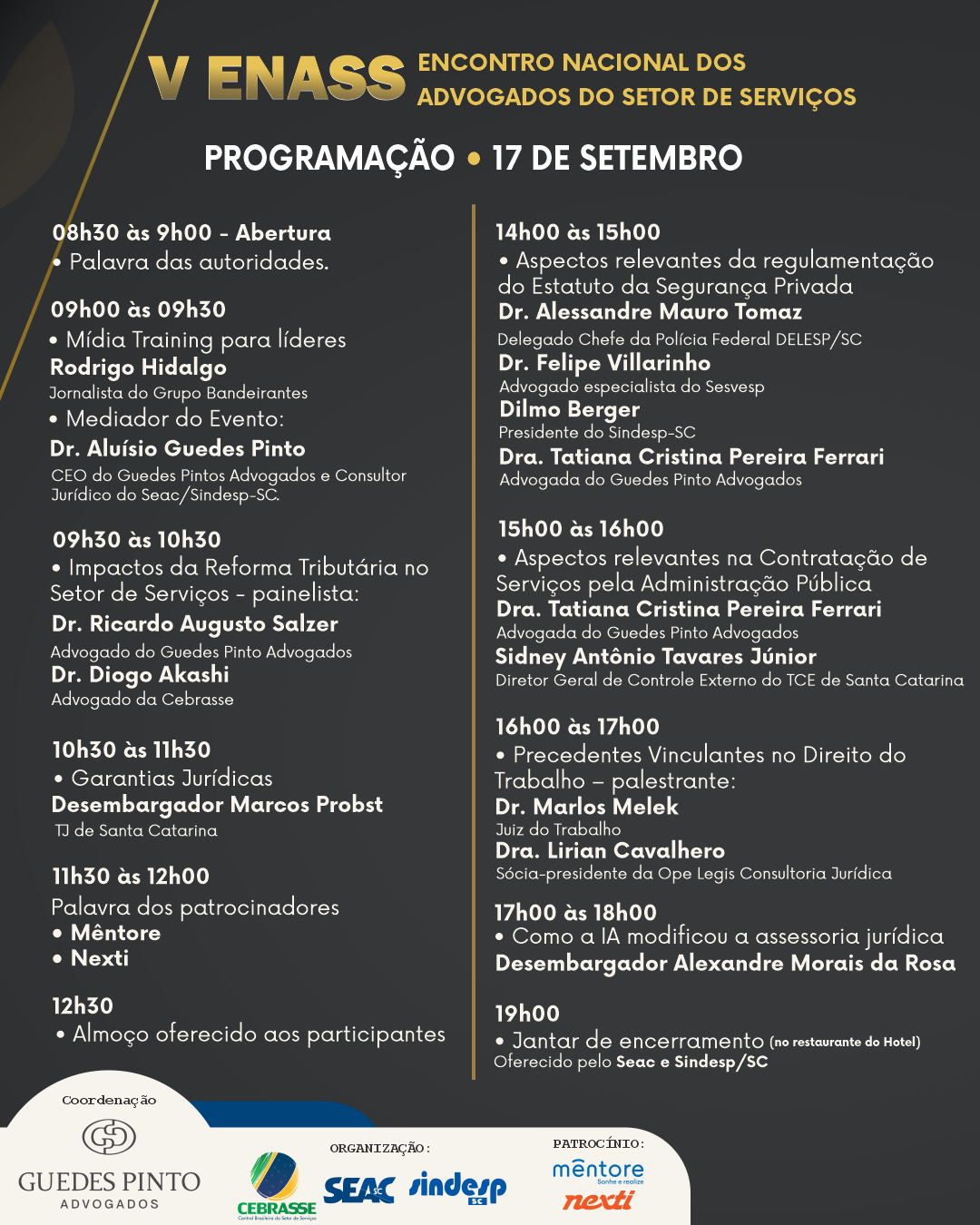 Programação do V ENASS em Florianópolis