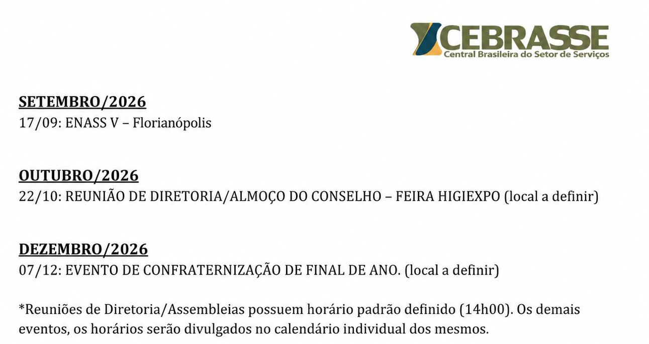 Agenda Cebrasse 2026