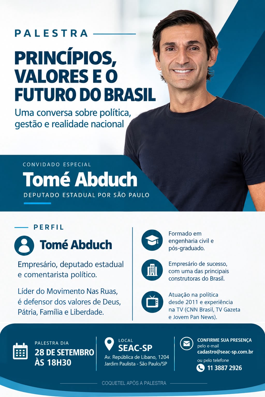 Palestra Princípios, valores e o futuro do Brasil — Tomé Abduch, 28 de setembro, SEAC-SP