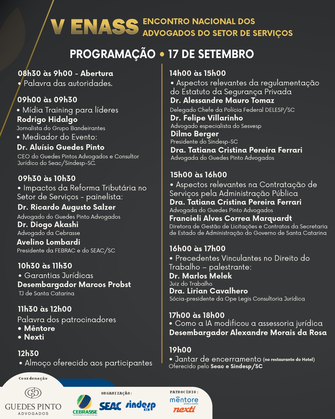 Programação do V ENASS em Florianópolis
