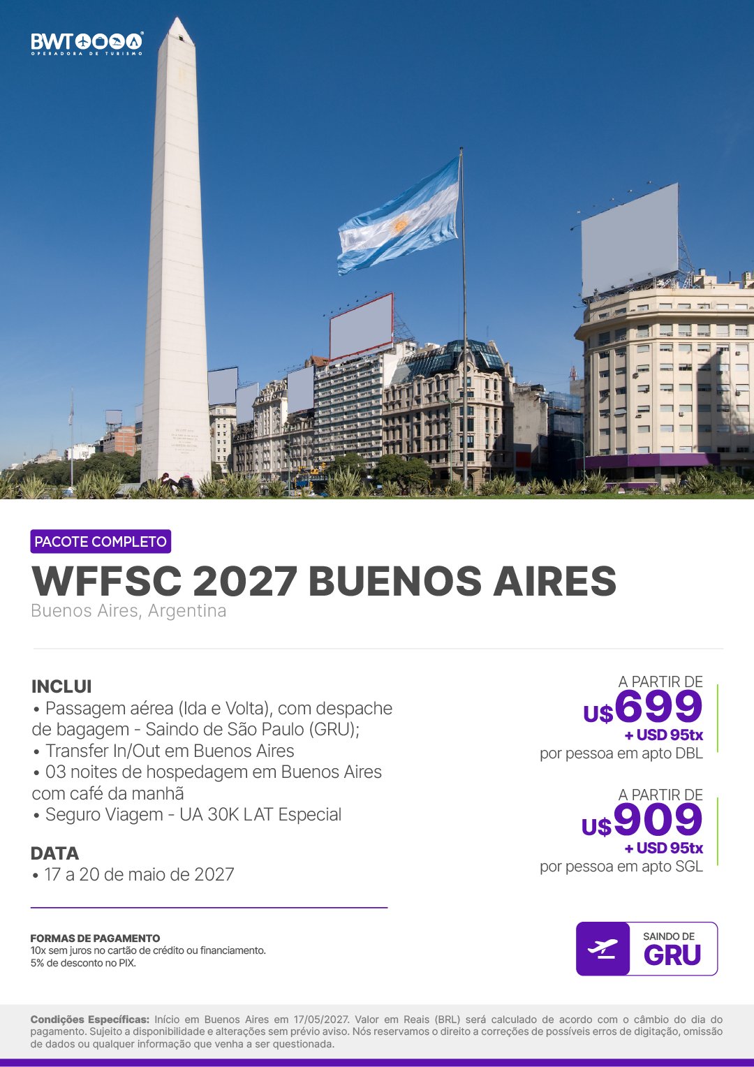 WFFSC 2027 Buenos Aires - pacote completo BWT